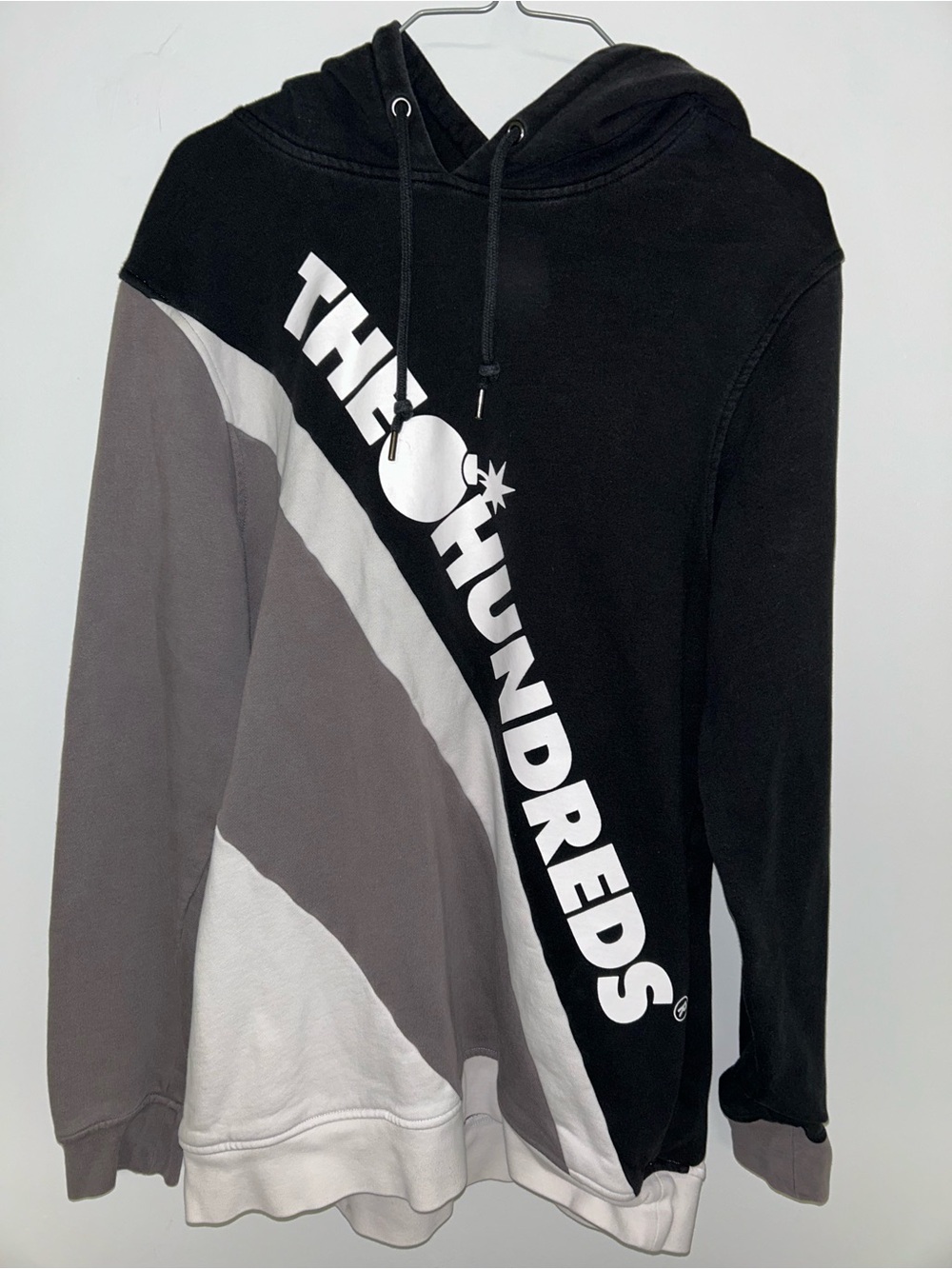 The Hundreds Men's Pullover Hoodie L Black Gray White Cotton Fleece Logo